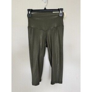 Aerie Offline Shimmer Crop Metallic Leggings Size M Athleisure Yoga Activewear